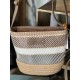 Sac porté travers bi-matière jute et toile pastel