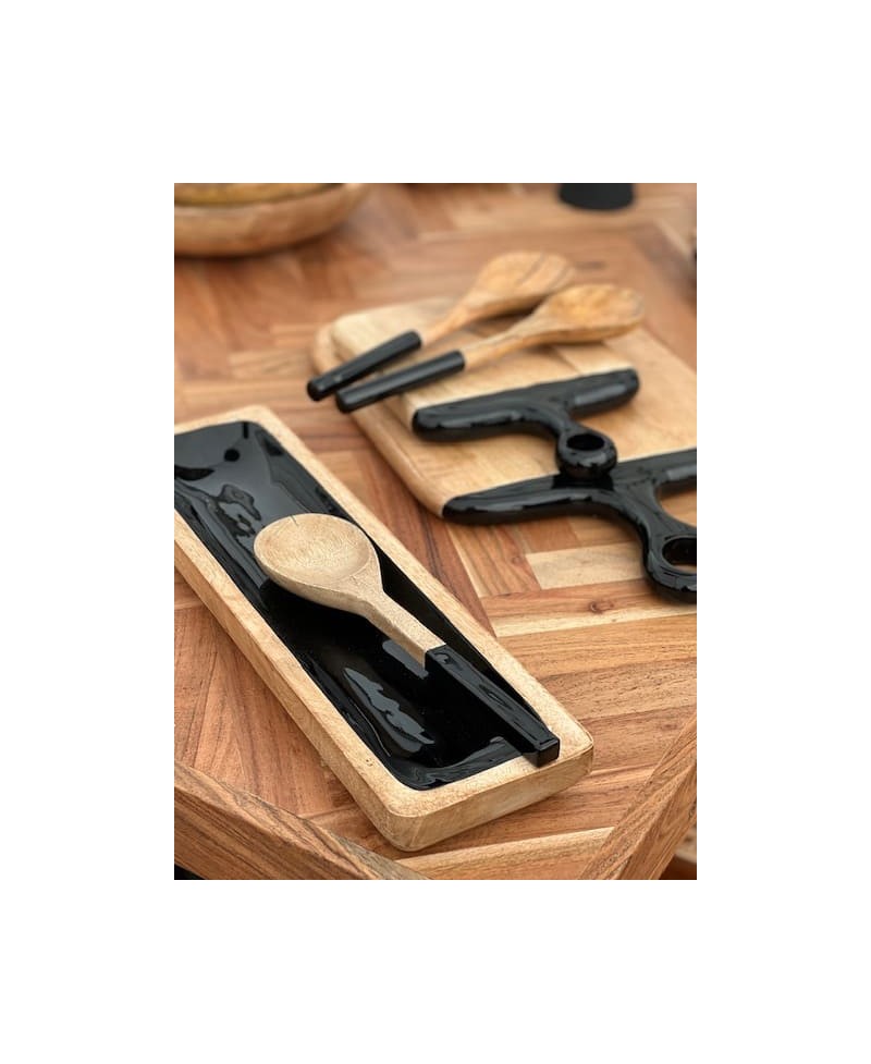 Repose-cuillère en bois pour comptoir de cuisine, 4,74,5 pouces